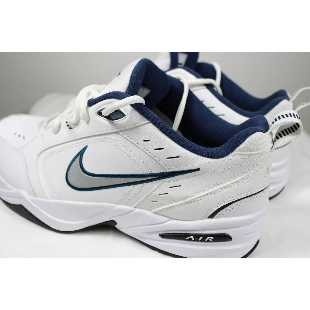 Nike Air Monarch IV Mens Training Shoes Sneakers Size 12 4E White Navy